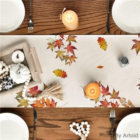 Pumpkins Thanksgiving Table Runner, Kitchen Dining Table Decoration 13 x 72 Inch - Picture 6 of 6